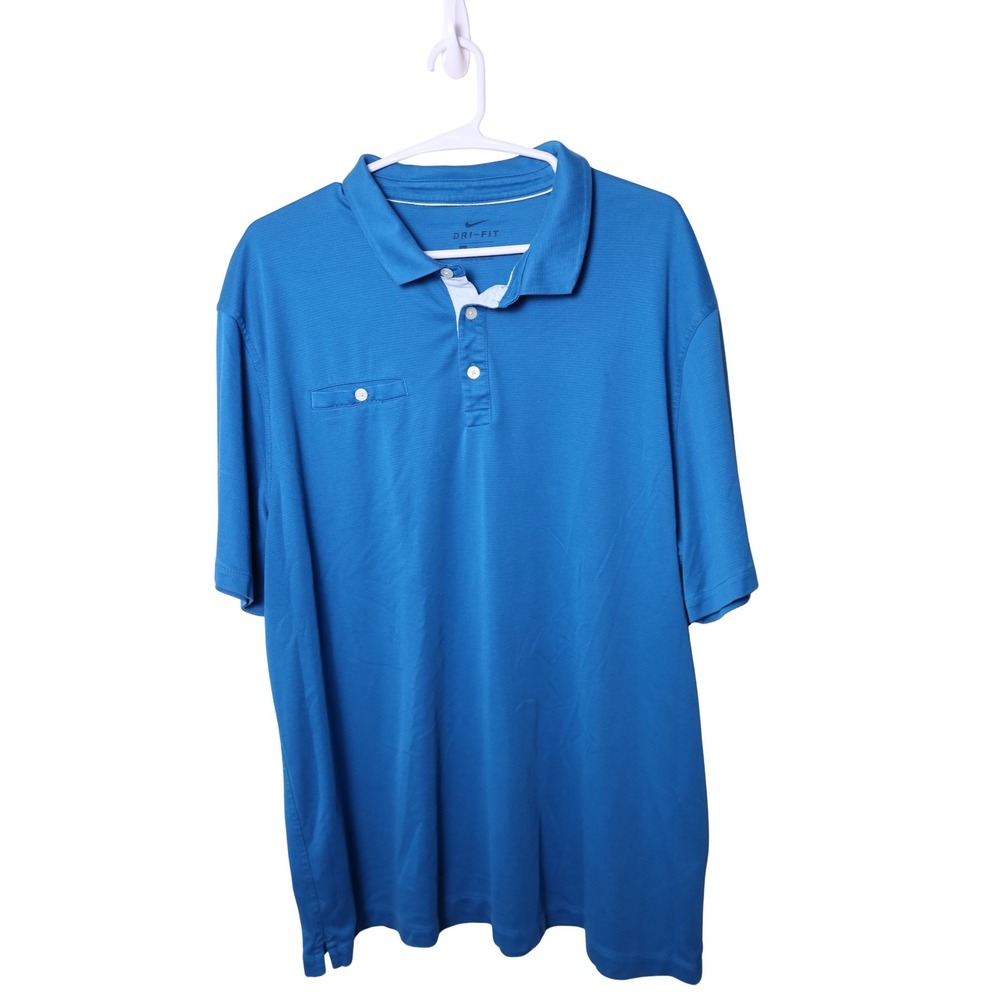 Nike Golf Mens Dri-FIT Short Sleeve Polo Shirt Blue XL Excellent